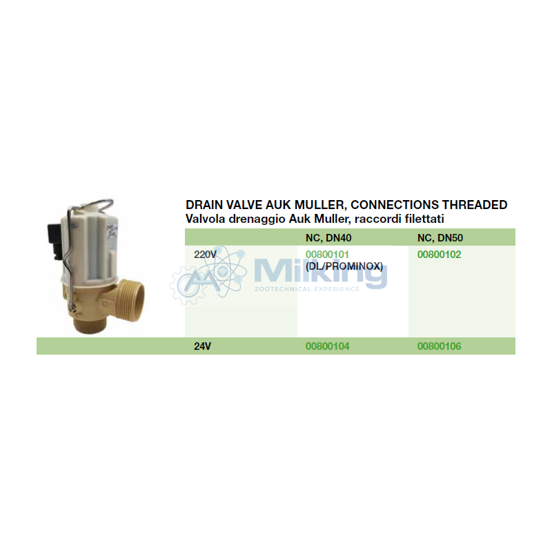 VALVOLA DRENAGGIO NC, DN50, 24V, USCITE FILETTATE