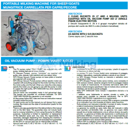 MUNGITRICE CARRELLATA PER PECORE CON 2 SECCHI INOX LT. 25 E 4...