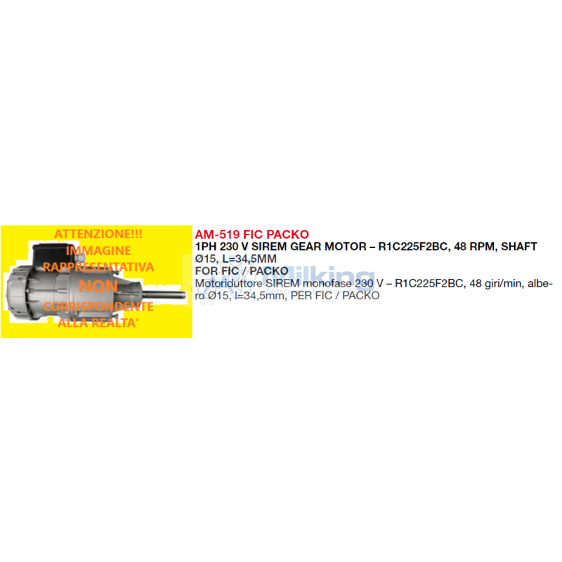 MOTORIDUTTORE R1C225F2BC, 48 RPM, ALBERO 15