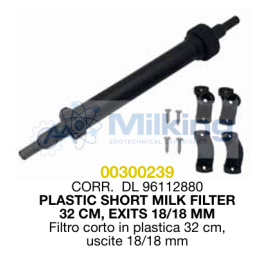 FILTRO CORTO IN PLASTICA 32 CM, USCITE 18/18 MM