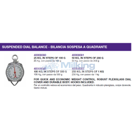BILANCIA SOSPESA A QUADRANTE 100 KG, PASSO 500 G